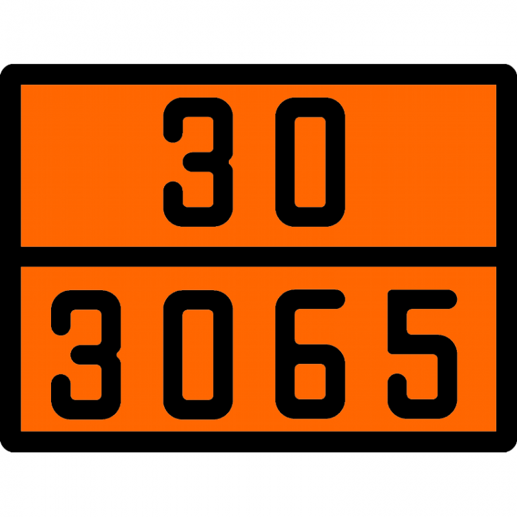 Табличка по ДОПОГ 30/3065 (напитки алкогольные, содержащие более 24%, но не более 70% спирта по объему)