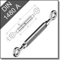 Талреп открытый DIN 1480 (ГОСТ 9690), нерж. сталь А4 - Изображение талрепа окрытого DIN 1480 (ГОСТ 9690), нерж. сталь А4, кольцо-кольцо