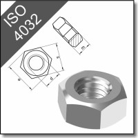 Гайка шестигранная ISO 4032 (DIN 934), нерж. сталь A2