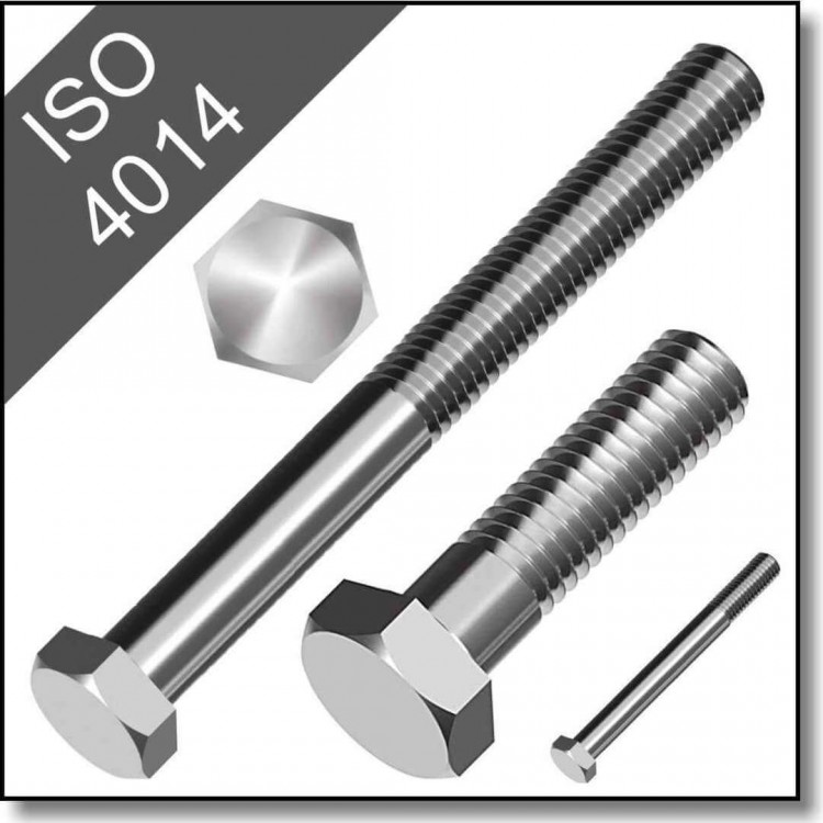 Болт с шестигранной головкой и неполной резьбой ISO 4014 (DIN 931), нерж. сталь A2