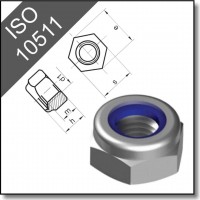 Гайка шестигранная самоконтрящаяся ISO 10511 (DIN 985), нерж. сталь A2